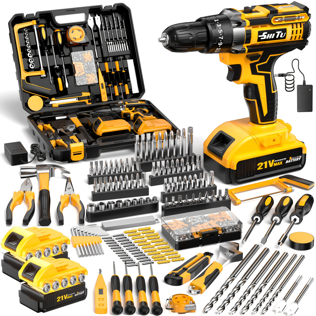 2026 21V Cordless Drill Kit with Tool Box, Fast-Charging Rechargeable Electric Drill Set with 2.0Ah Batteries, Portable Drill Driver Kit with Hand Tools & Bits for Home Maintenance, Great Tool Gifts for Dad And Men, Optional Accessories.