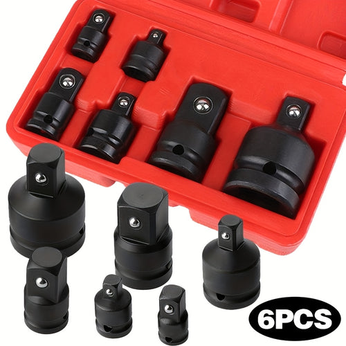 6pcs Impact Adapter And Reducer Head Kit, 1/4, 3/8, 1/2, 3/4 Inch Female-to-male Air Square Drive Conversion Wrench Tool, Highly Suitable for Auto Repair And Mechanical Work with Protective Cover, The Perfect Gift for Maintenance Technicians