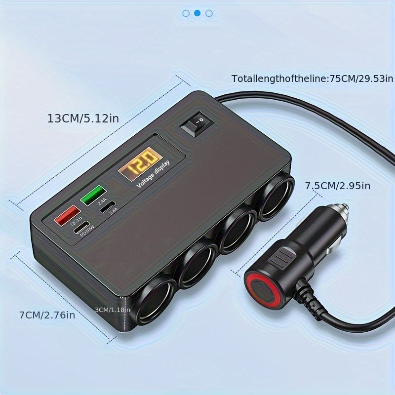 Multi-Functional Electronic Fast Charger for New with USB And PD Port, 12V/24V Automobile Power Socket Converter