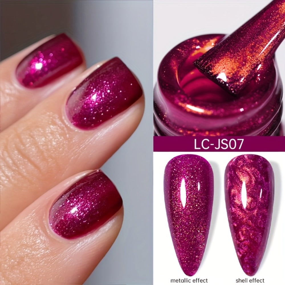 Glitter Gel Nail Polish Set 6pcs Metallic Sparkle – Liquid Glitter Soak-Off Gel in Red & Purple, LED Curable High-Shine Nail Art Kit 0.24oz Each for Salon & Home Manicure Women by LILYCUTE