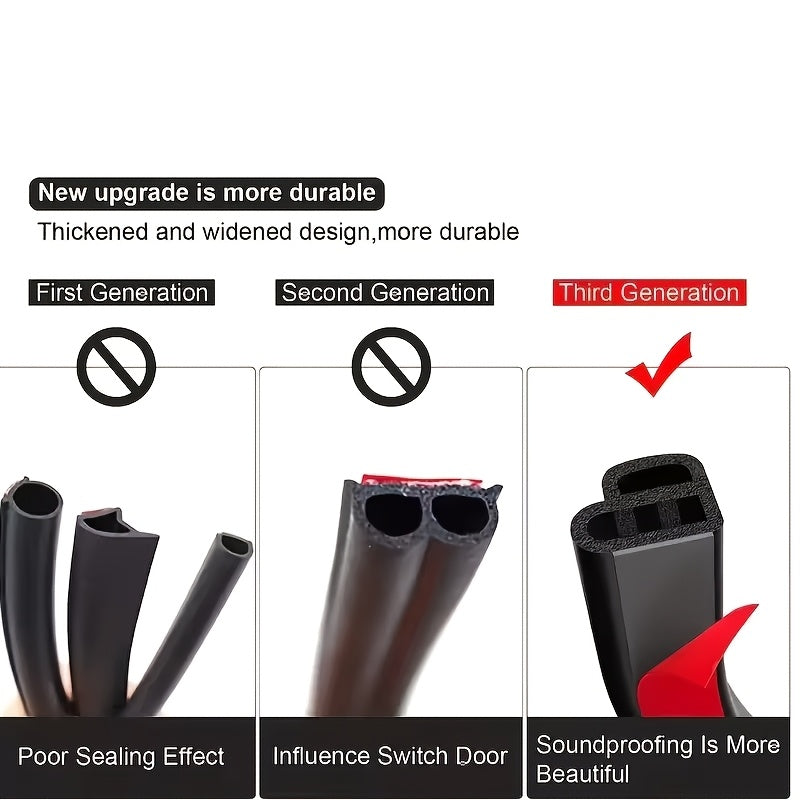 16.73Ft/510Cm Noise Reduction Car Door Window Sealing Strips, Universal Self-Adhesive Rubber Strip, Automotive Seal Strip, Sound Insulation Effect, Shock Absorption, Suitable for Cars, Trucks, Suvs, Rvs