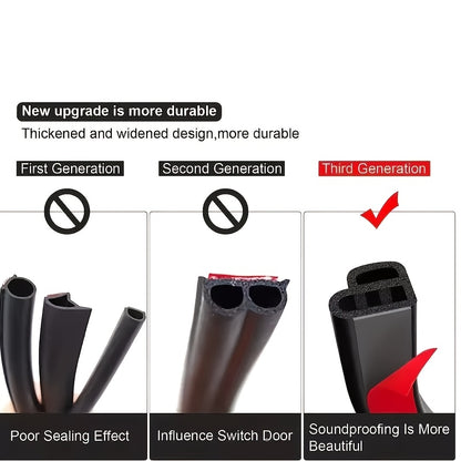 Car Door Seal Strip - 16.73ft Universal Self-Adhesive Rubber Weatherstrip for Noise Reduction & Sound Insulation, Fits Cars, Trucks, SUVs & RVs
