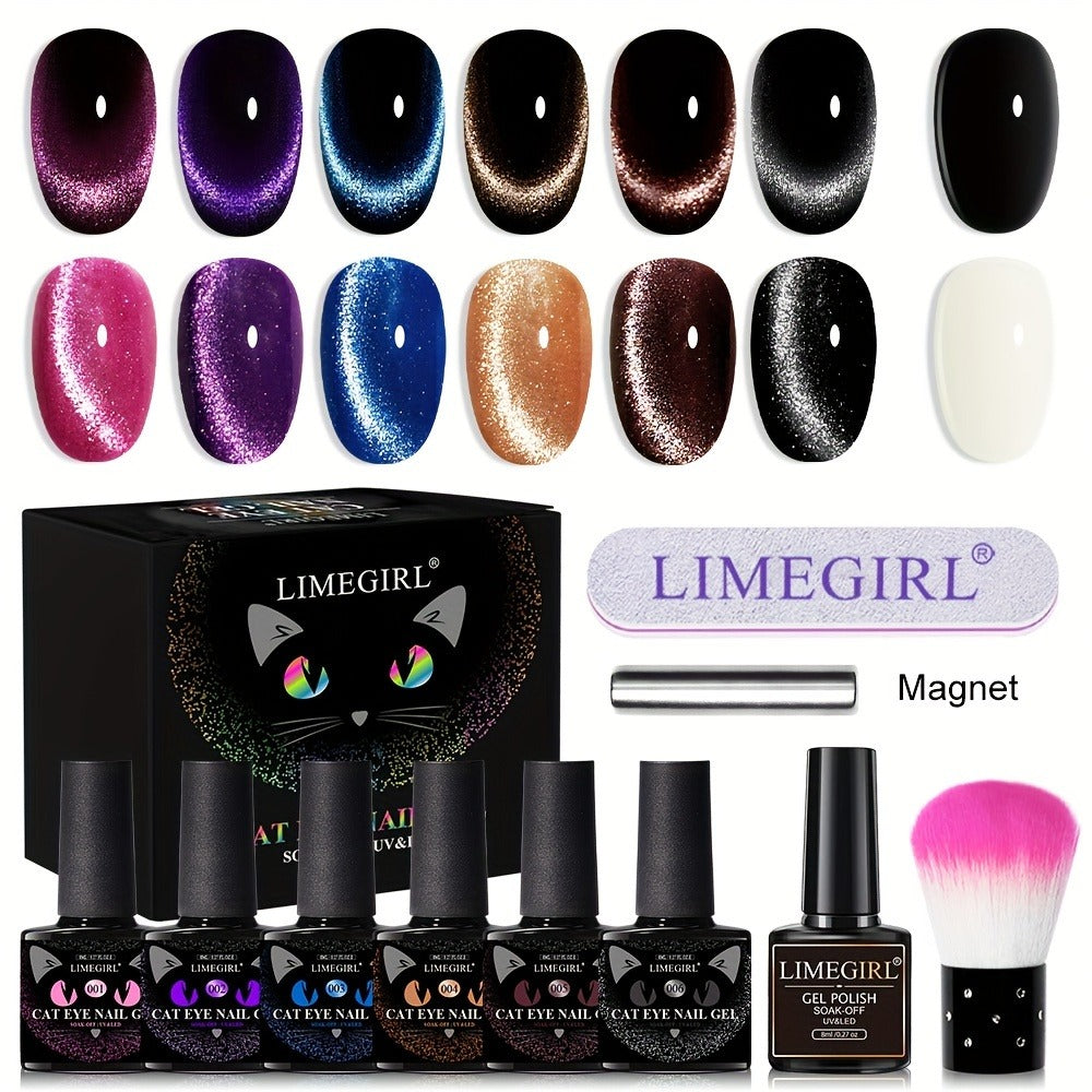 Cat Eye Gel Polish 8ml Holographic Chameleon Flash — Magnetic Sand 3D Color-Shifting Semi-Permanent UV LED Gel Varnish for Salon & Home DIY Nail Art, Gift for Women
