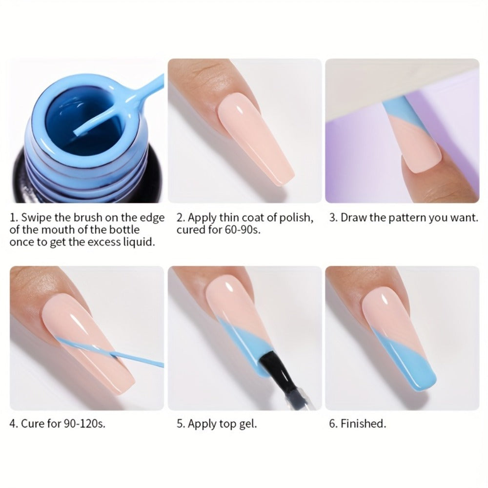 Glitter Liner Nail Art Gel 5ml Super Reflective – Ultra Fine Brush Tip Nail Art Drawing Gel for Stripe Line & Detail Designs, Long Lasting UV LED Nail Art Liner Gel for Salon & DIY Home Women
