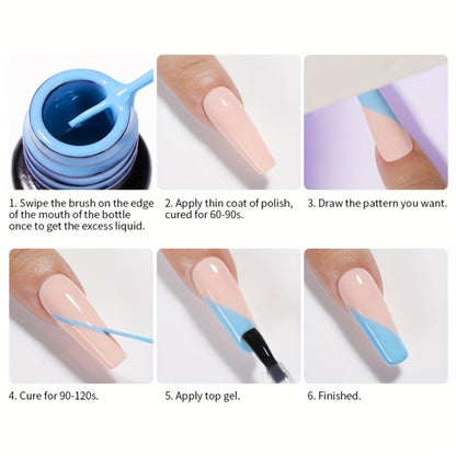 Glitter Liner Nail Art Gel 5ml Super Reflective – Ultra Fine Brush Tip Nail Art Drawing Gel for Stripe Line & Detail Designs, Long Lasting UV LED Nail Art Liner Gel for Salon & DIY Home Women