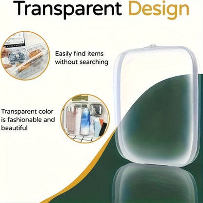 Clear Hard Shell Storage Bag Set 6Pcs Transparent Zippered Makeup Organizer Pouch Hard Plastic Pencil Case Travel Toiletry Bag Small Medium Large Sizes Multi-Purpose