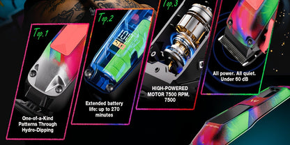 Professional Hair Clippers for Men – 7500RPM Cordless Barber Clipper Kit with Graffiti Metal Body, Zero-Gapped Adjustable Blade, 10 Color Guide Combs & Storage Bag, Fade Clipper for Home & Salon Use