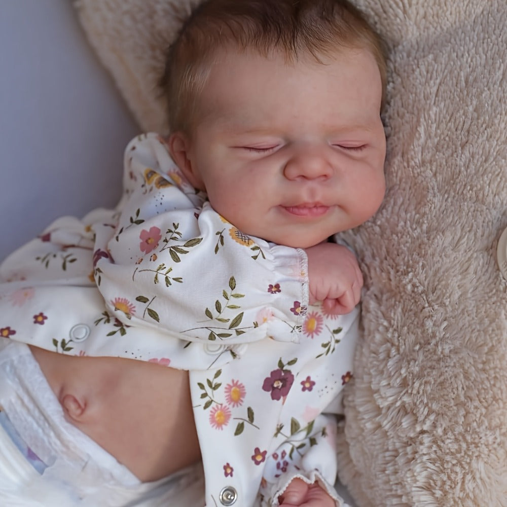 Reborn Baby Doll 19 Inch Full Vinyl Body Lifelike Newborn Girl Doll with Hand-Rooted Hair 3D Painted Skin Clothes Pacifier Bottle Birth Certificate – Perfect Gift for Girls Kids Collectors Birthday Christmas