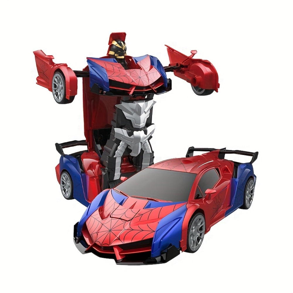 Robot Deformation Car for Kids 1:18 Blue & Red – One-Button Transform Remote Control Stunt Vehicle, 360° Rotating Drift RC Toy for Boys & Girls Ages 3 4 5 6, Birthday Children's Day Christmas Gift