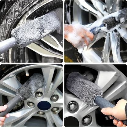 11-Piece Car Cleaning Kit – Tire Brush, Microfiber Wash Gloves, Thick Absorbent Pads & Detail Sponges for Interior & Exterior Car Detailing, Complete Auto Wash Set, Gray