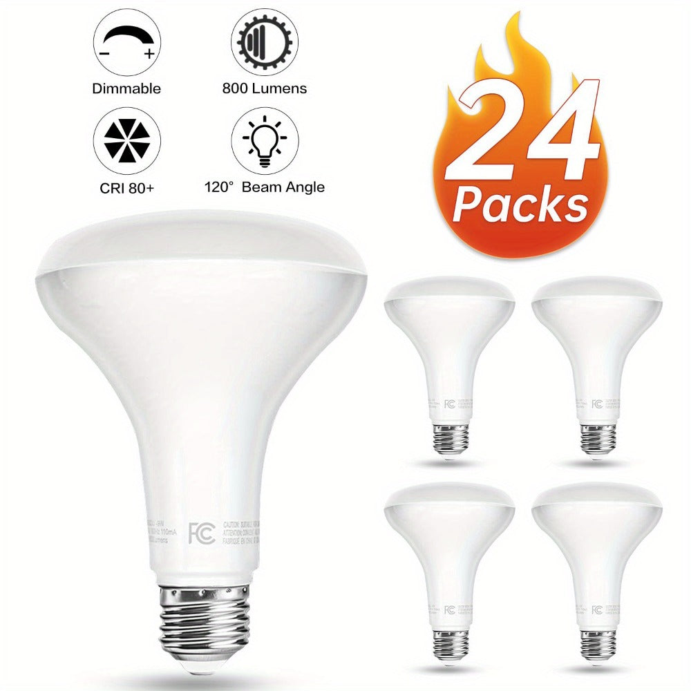 BR30 LED Flood Light Bulbs 12W 800 Lumens 5000K Daylight White Non-Dimmable – 25000 Hour Lifespan E26 Base Recessed Lighting Bulbs for Indoor Ceiling Can Lights, 6 Pack 12 Pack 24 Pack