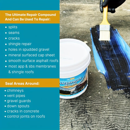 Clear Waterproof Sealant 1000g - Transparent Adhesive for Roof, RV, Wall, Pipe & Tile Leak Repair, Indoor & Outdoor, Includes Brush