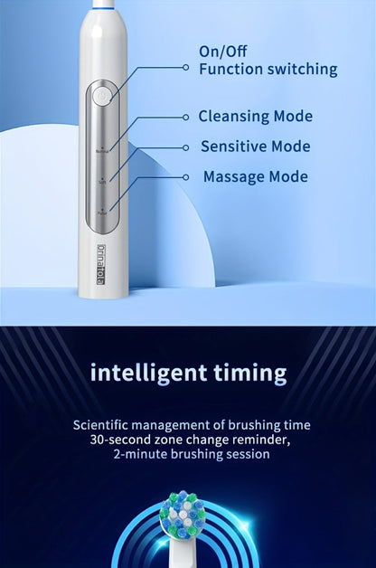 Electric Toothbrush with 3 Rotating Cleaning Modes - Induction Charging, 4 Replacement Brush Heads, Travel Case Included, Couples Toothbrush Set, Deep Plaque Removal, Holiday Gift, Black Purple Blue