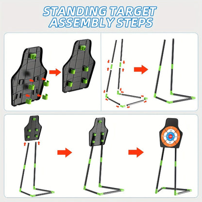 Kids Bow and Arrow Archery Set 10 Suction Cup Arrows Quiver Standing Target Safe Outdoor Toy Boys Girls Ages 3+ Birthday Christmas Holiday Gift Young Archers Green