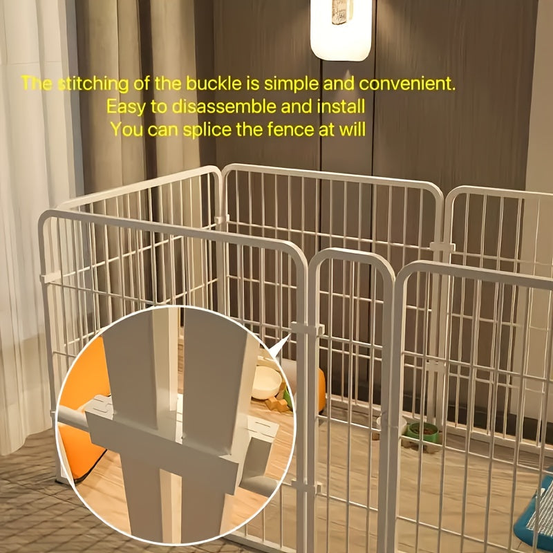 Indoor Dog Playpen Enclosure – Stainless Steel Multi-Functional Pen with Rest, Play & Potty Area | Flexible Shape for Small to Medium Dogs, Durable Metal Construction, Black & White