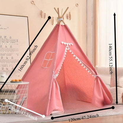 Kids Teepee Tent Indoor Outdoor Play Tent – Nordic Conical Princess Playhouse, Washable Kids Play Tent for Toddlers & Children | White, Blue, Pink, Star | Birthday Christmas Gift