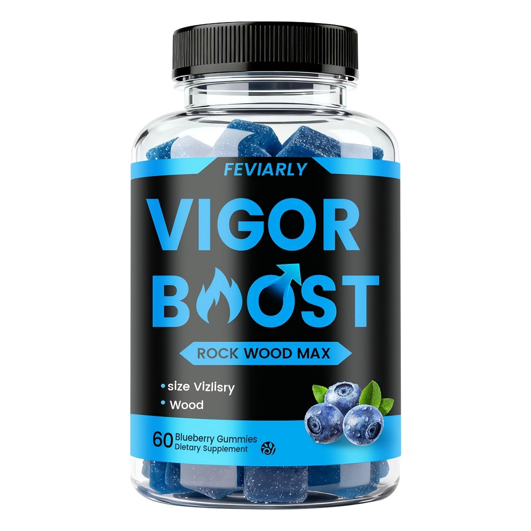 Male Enhancement Gummies with Zinc Maca Root Shilajit 60 Count Blueberry Flavor – Men's Vitality Stamina Drive Energy Booster Fast Acting Daily Supplement Rock Hard Performance