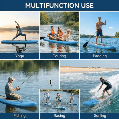 Stand Up Paddle Board 10ft 350lbs Inflatable SUP 3 Fins EVA Non-Slip Deck 12-15PSI Alloy Paddle Hand Pump Repair Kit Carrying Bag for Beginners All Skill Levels