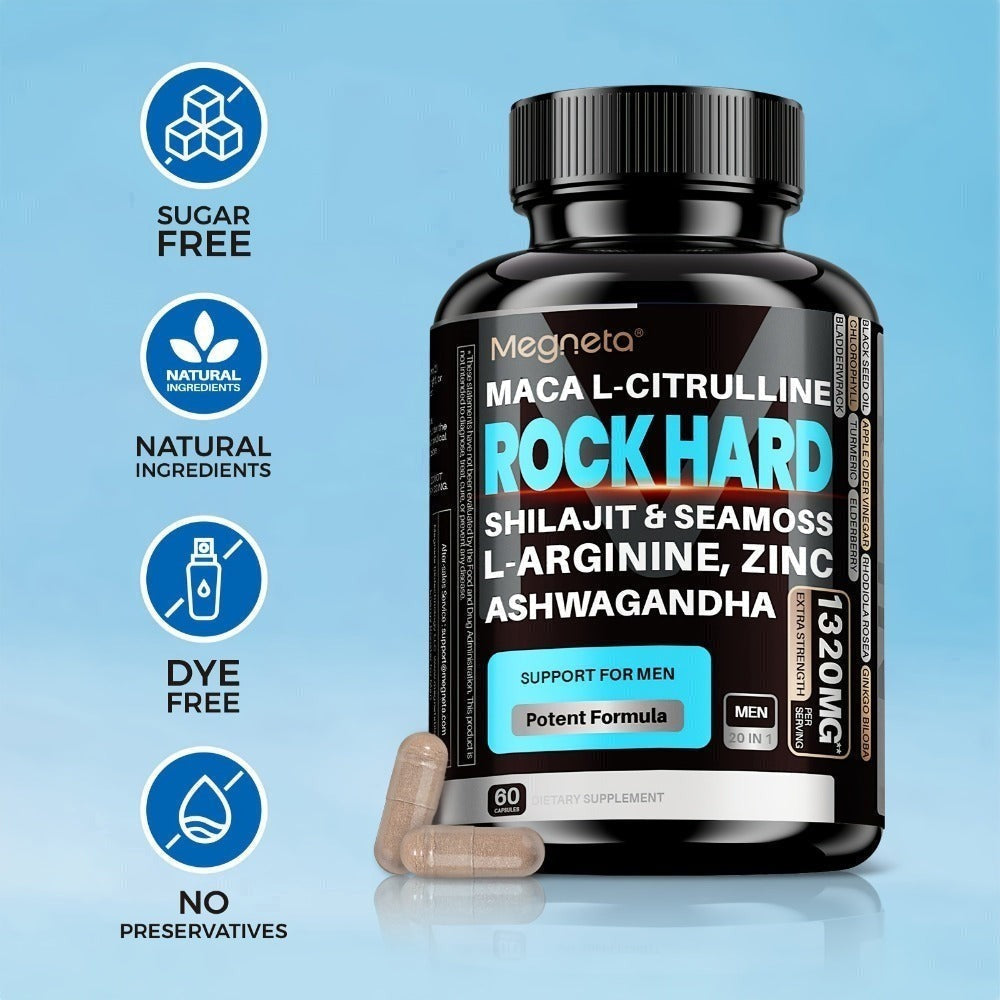Maca Root Pills with Shilajit Drops for Men – Premium Adaptogen Supplement with Ashwagandha, Sea Moss, Elderberry, Ginger & Saffron | All-in-1 Men's Health Formula | 1 Month Supply | Plant-Based