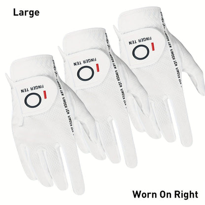 Wet Weather Golf Gloves Rain Grip 3-Pack for Men | Breathable Water-Resistant Golf Gloves for Left & Right Hand – Durable Comfortable Fit in Hot & Wet Conditions (Black, Gray, White | S–3XL)