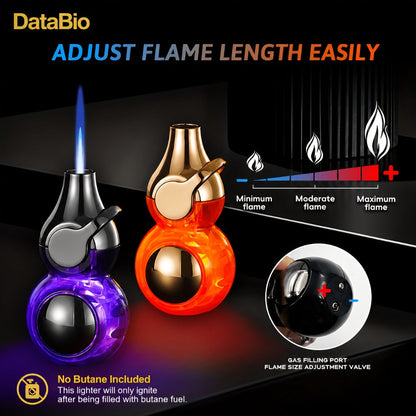 Torch Lighter Windproof Refillable Butane Aluminum Alloy Mini Portable Flashlight Lighter Rocker Ignition Transparent Gas Window Candle Campfire Camping Gift Black Orange White
