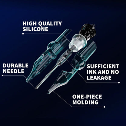 EO Sterilized Tattoo Cartridge Needles 50pcs Mixed Sizes 3RL 5RL 7RL 9RL 5RS 7RS 9RM 15RM 7M1 15M1 - Anti-Backflow Membrane Round Liner Shader Magnum for Tattoo Machine Pen & Body Art