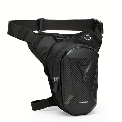 Waterproof Motorcycle Leg Bag with Headphone Jack, Adjustable Shoulder Strap And Double Zipper Compartment - Black EVA Outdoor Riding Waist Bag for Off-Road Bikes And Motorcycles, Adjustable Shoulder Strap|Secure Storage|Durable Fabric Bag