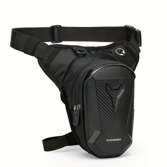 Waterproof Motorcycle Leg Bag with Headphone Jack, Adjustable Shoulder Strap And Double Zipper Compartment - Black EVA Outdoor Riding Waist Bag for Off-Road Bikes And Motorcycles, Adjustable Shoulder Strap|Secure Storage|Durable Fabric Bag