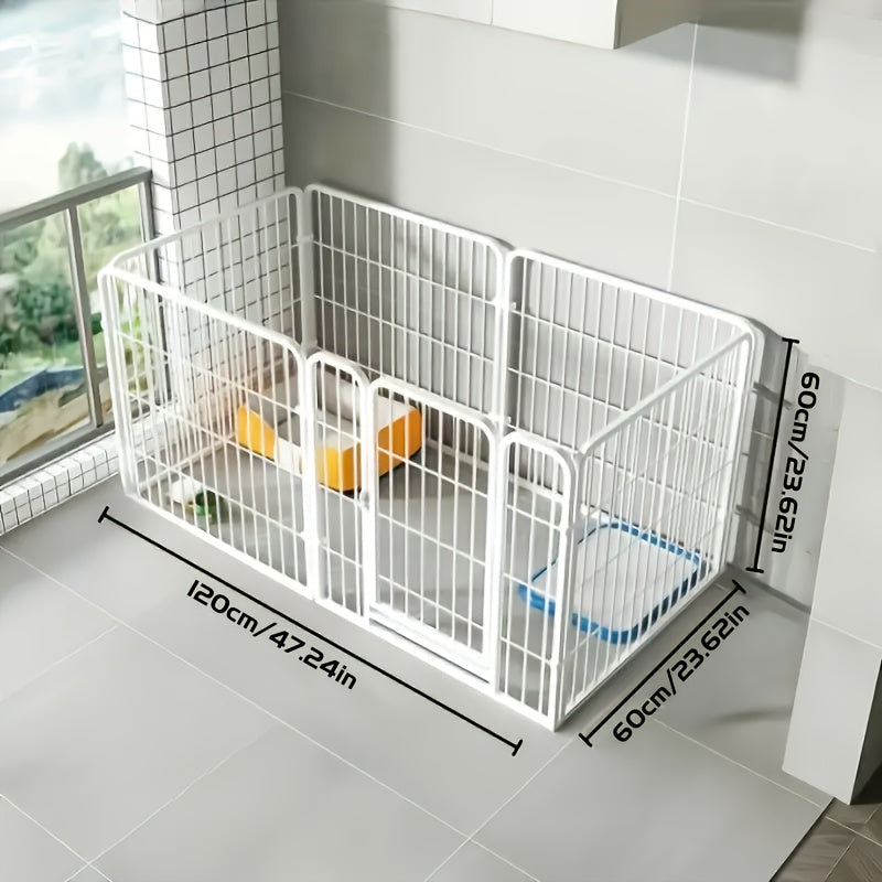 Indoor Dog Enclosure Stainless Steel Multi-Functional Playpen with Resting Play & Potty Training Areas - Flexible Modular Design for Small Medium Dogs Easy Assembly Pet Playpen