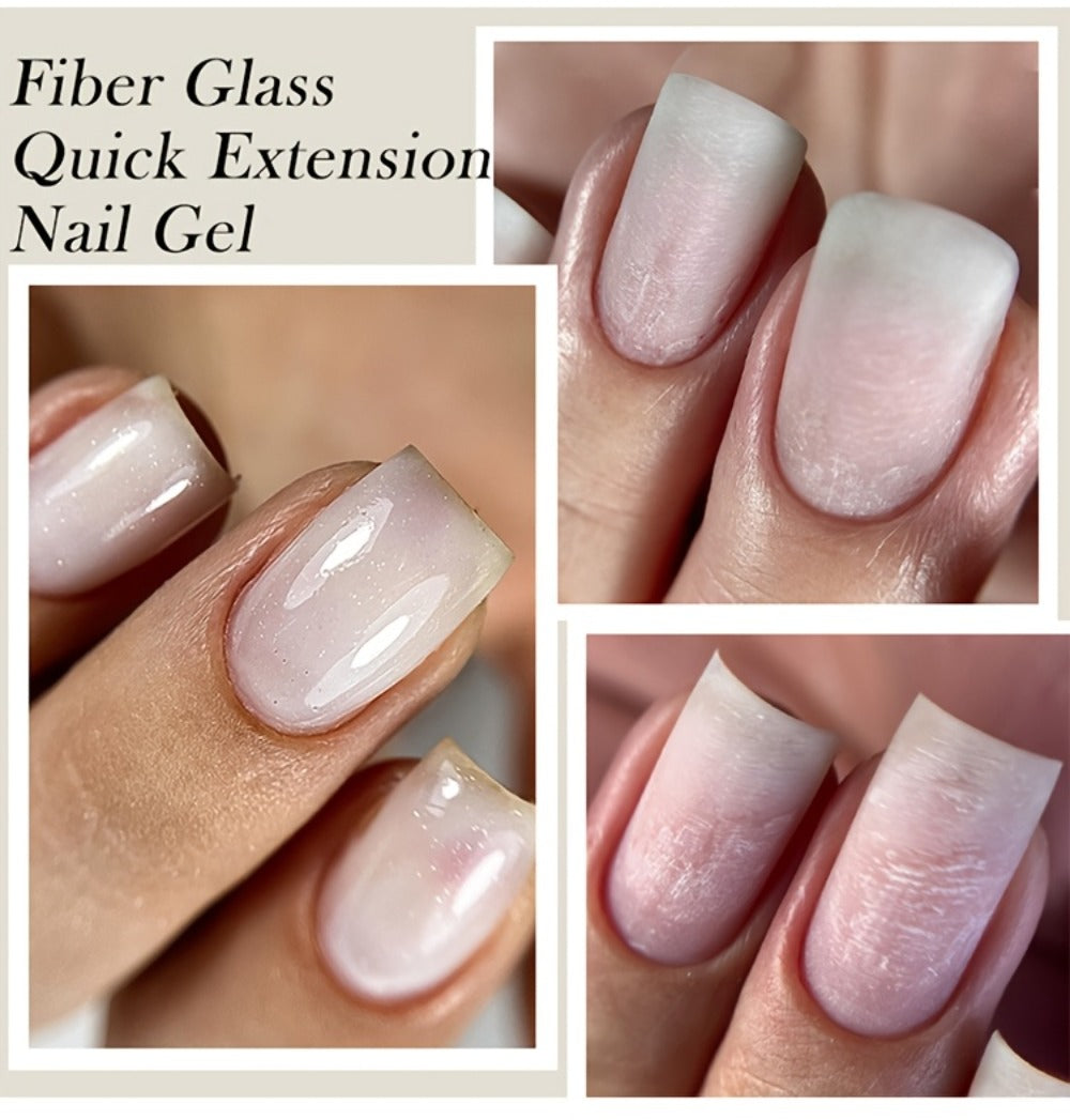 Nail Extension Builder Gel 3pcs - Fiberglass Construction Gel for Broken Nail Repair & Nail Extension, Clear UV LED Soak-Off Fiber Glass Gel Varnish, DIY Salon Nail Kit