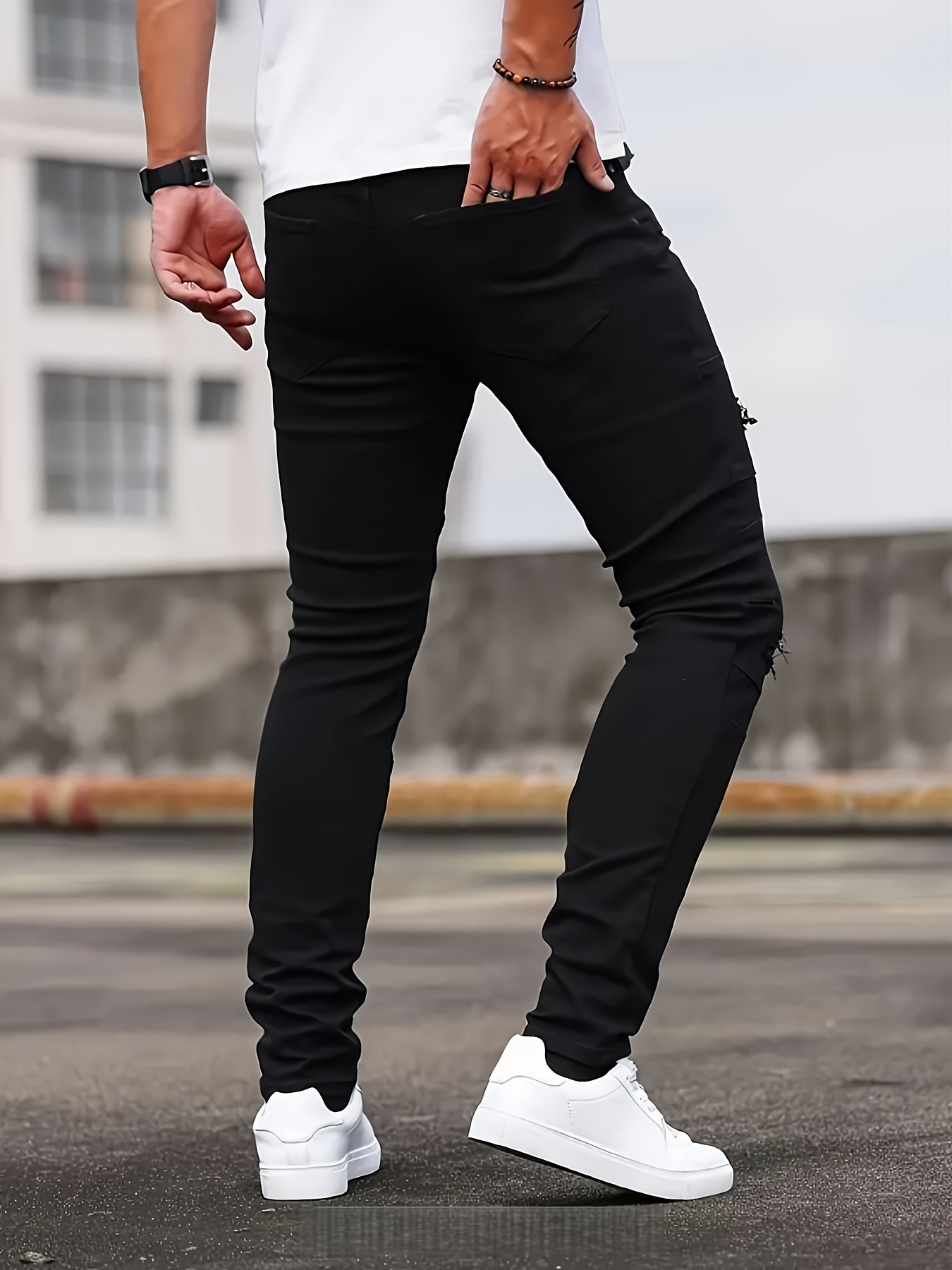 Men's Skinny Jeans - Classic Wash Patchwork
