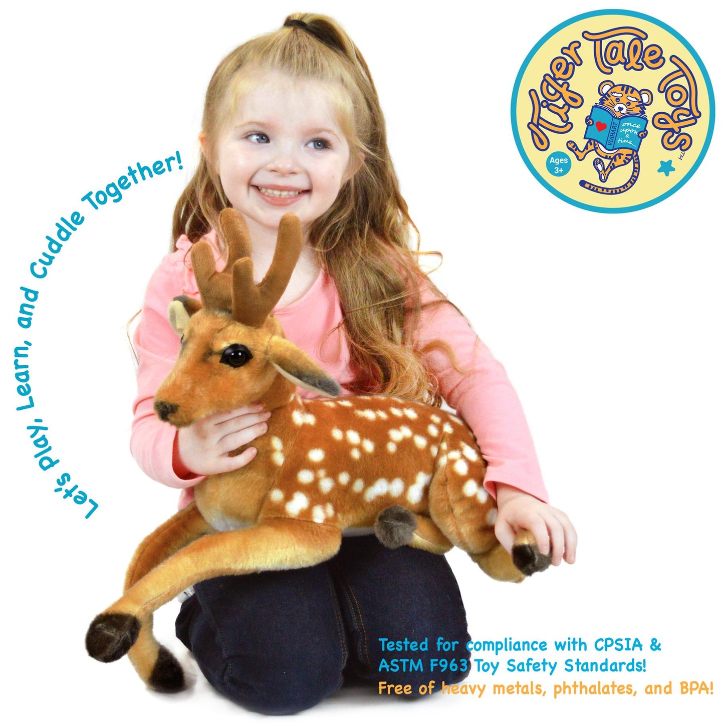Large Deer Stuffed Animal Plush 21 Inch – Dorbin the Deer Soft Realistic Woodland Plush Toy by Viahart, CPSIA Safe with Character Story, Birthday Gift for Kids Animal Lovers