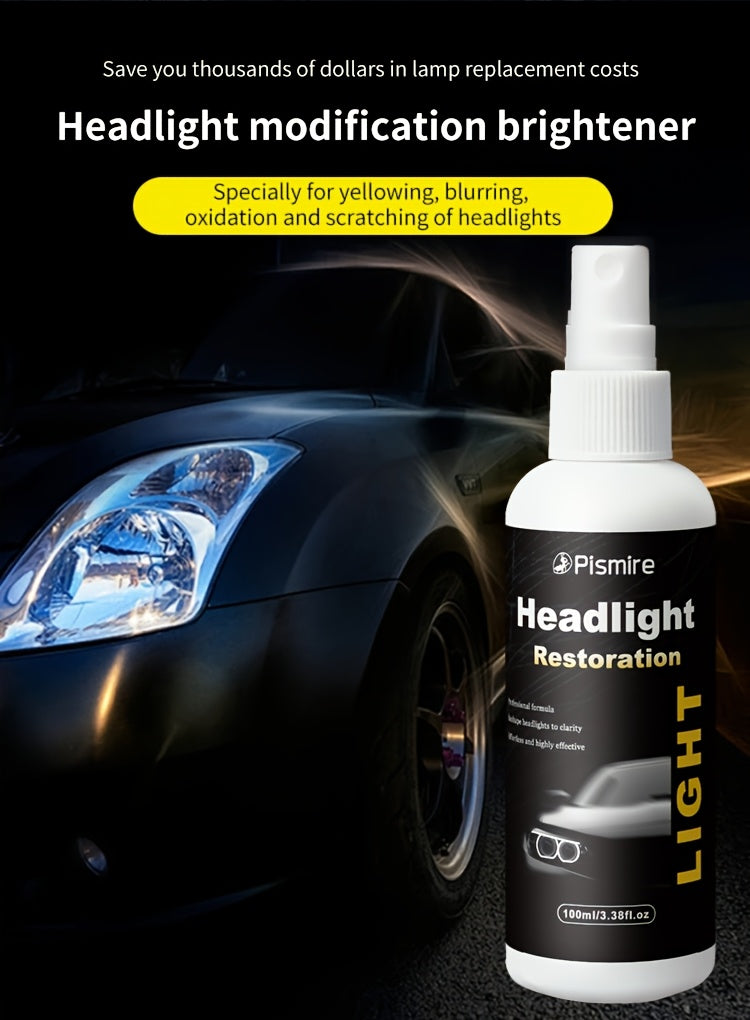 Headlight Restoration Kit | Advanced Ceramic Coating Car Headlight Restoration Fluid, No Polishing Or Sanding Required, Quickly Renovate Car Headlights, Car Headlight Maintenance, Restoration And Care Kit, Quickly Restore Car Headlights