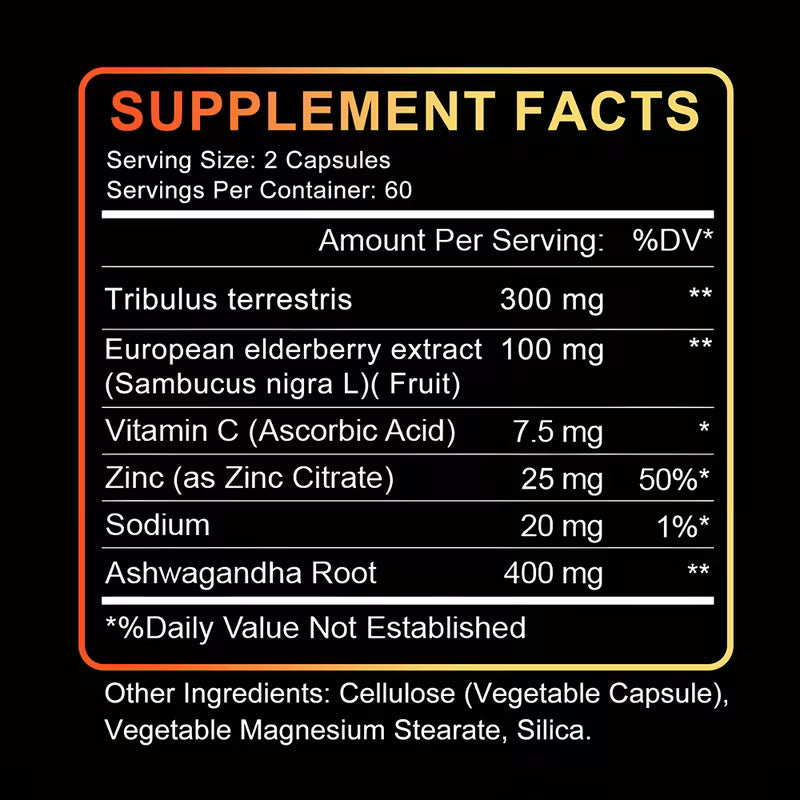 Ashwagandha Zinc Men's Girth & Vitality Supplement – 120 Capsules with Ashwagandha Root Extract, Zinc & Sodium for Daily Male Wellness, Stamina, and Performance Support