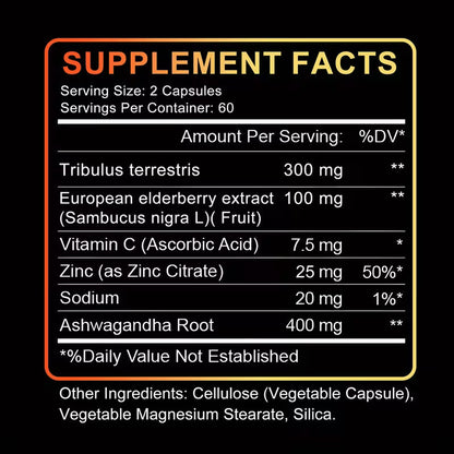 Ashwagandha Zinc Men's Girth & Vitality Supplement – 120 Capsules with Ashwagandha Root Extract, Zinc & Sodium for Daily Male Wellness, Stamina, and Performance Support