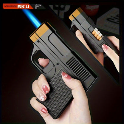 Cigarette Box Lighter Creative Design – Windproof Butane Torch with Adjustable Flame, Cigar & BBQ Lighter, Outdoor Portable Kitchen Baking Essential, Unique Gift Idea (Butane Not Included)