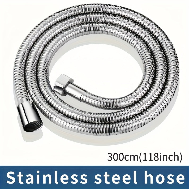 Flexible Stainless Steel Shower Hose Electroplated - Round Shape, Wall-Mounted Easy Install, for Rainfall Shower Heads & Sprayers, 59" / 78.7" / 118" Length Options, Chrome Finish