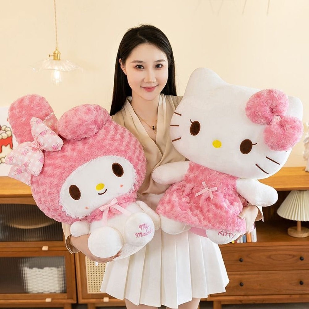 Hello Kitty My Melody Rose Plush Doll 14 Inch Kawaii Sanrio Stuffed Animal Large Soft Toy Birthday Christmas Gift for Girls Teens Collectors