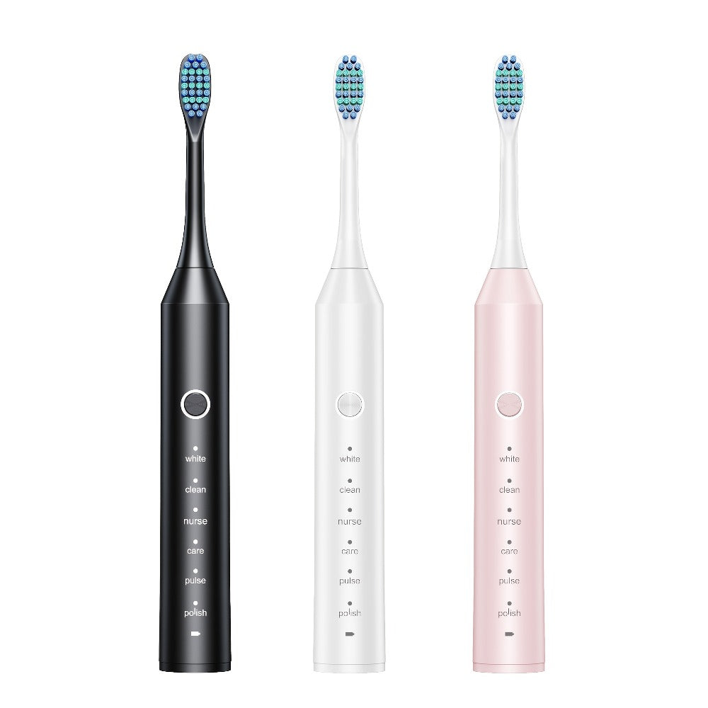 Rechargeable Toothbrush – 6 Cleaning Modes, 500mAh Lithium Battery, USB Charging, Soft Bristles, 4 or 8 Brush Heads, Black White Pink Electric Toothbrush for Adults Deep Clean & Whitening