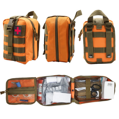 247pcs IFAK Trauma First Aid Kit with CAT Tourniquet and MOLLE Medical Backpack, Fully Stocked Bleeding Control Wound Care Splinting Airway Management Kit for EMT Military Camping Travel Home FSA HSA