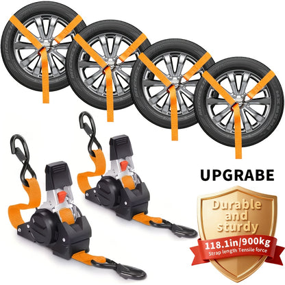 Automatic Adjustable Ratchet Straps with Speed Control for Retraction, Available in Two Specifications, Featuring Hooks And Storage Bags for Securing Cargo, Ideal for Motorcycle Transport And Towing