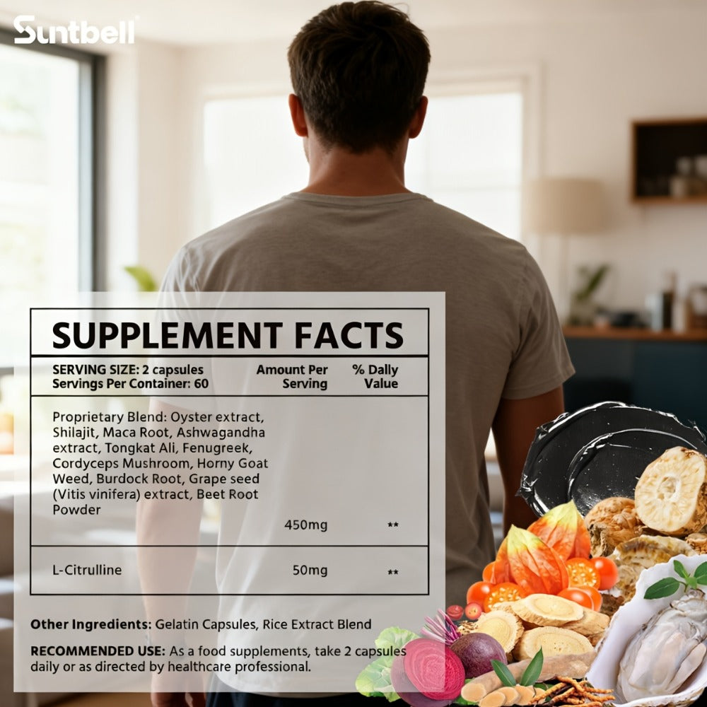 Men's Energy & Hormone Support Capsules 60ct – Horny Goat Weed, Tongkat Ali, Maca & L-Citrulline – Natural Vitality, Stamina & Performance Supplement for Men – Great Gift for Him