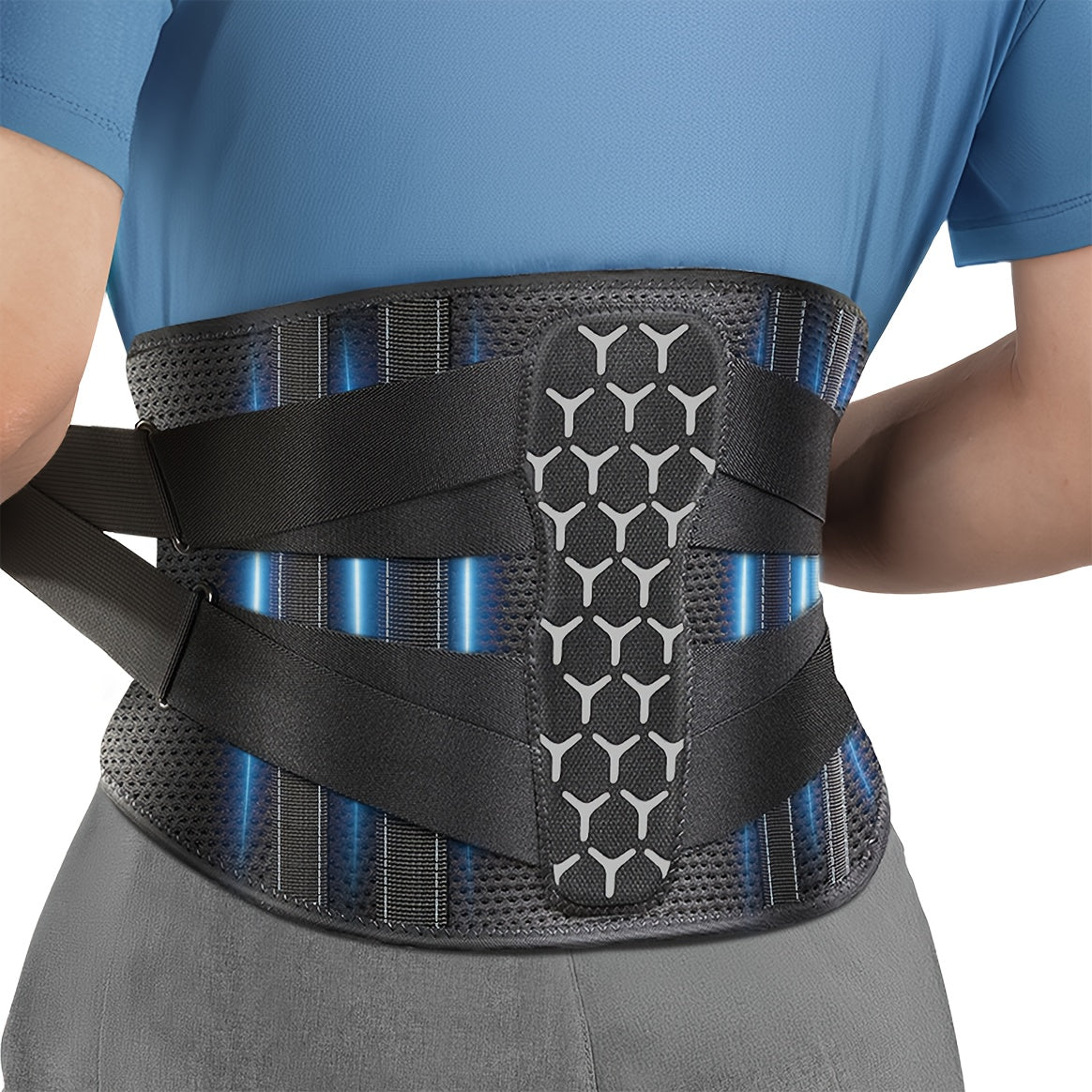 Lumbar Support Belt for Men & Women – Breathable Mesh Back Brace with 7 Stays & Integrated Lumbar Pad, Adjustable Lower Back Support for Work, Lifting, Home Use, Sizes S/M/L/XL/XXL