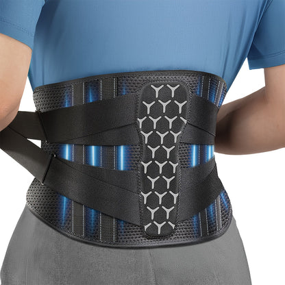 Lumbar Support Belt for Men & Women – Breathable Mesh Back Brace with 7 Stays & Integrated Lumbar Pad, Adjustable Lower Back Support for Work, Lifting, Home Use, Sizes S/M/L/XL/XXL