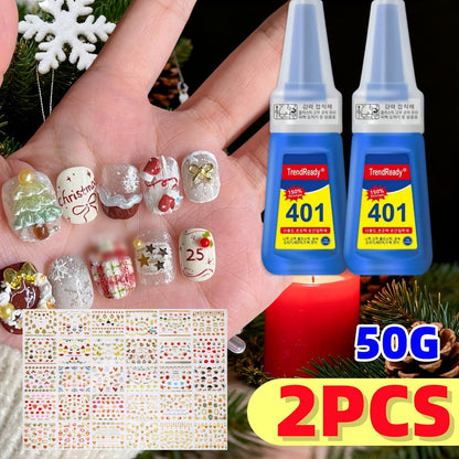 Waterproof Nail Adhesive Tabs with Nail Stickers 0.85oz Dropper Tip Bottle - Extra Strong Alcohol-Free Quick Release Long Wearing Salon Formula for Press On Nails & Nail Art Women 2 6 8 Pack Value Set
