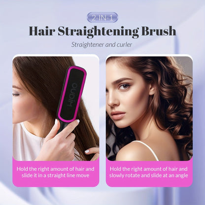 6-Setting Ionic Hair Straightener Brush with Fast Heat-Up & Anti-Scald Protection – Precise Temperature Control Flat Iron Straightening Comb for Women, All Hair Types, Home & Salon Use
