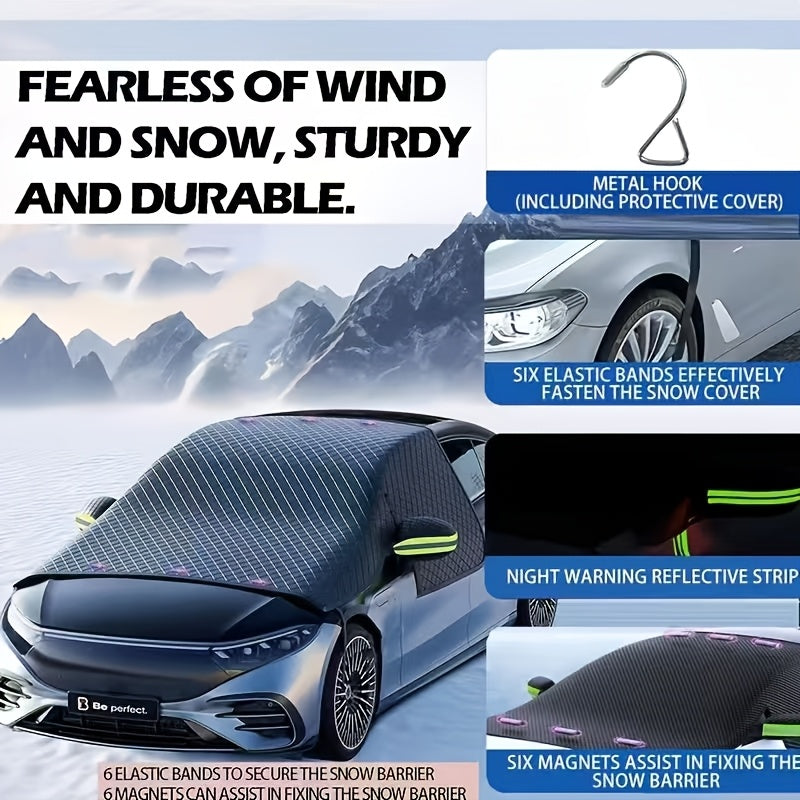 For All-Weather Windshield Cover with UV Protection And Snow Shield - Heavy-Duty Oxford Cloth Car Windshield Protector, Suitable for All Vehicles, Winter Snow And Sunshade Cover, Scratch-Resistant And Durable, Ideal for Year-Round Use