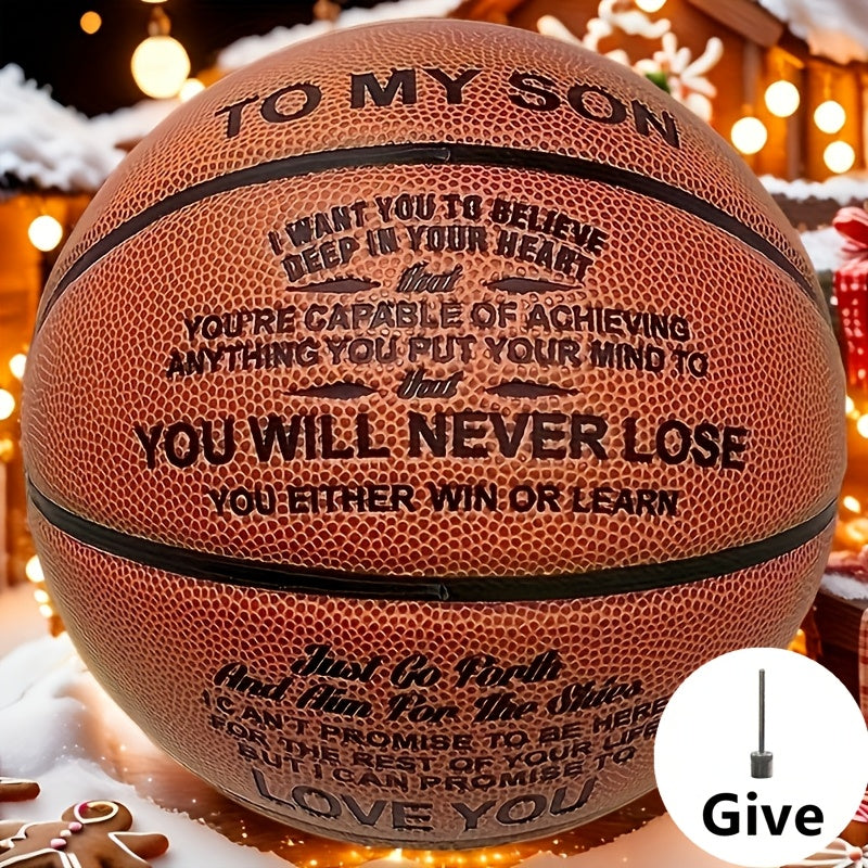 Personalized Basketball Gift for Son & Grandson Standard Size with Pump To My Son To My Grandson Heartfelt Message Sports Birthday Christmas Holiday Gift for Boys Teens