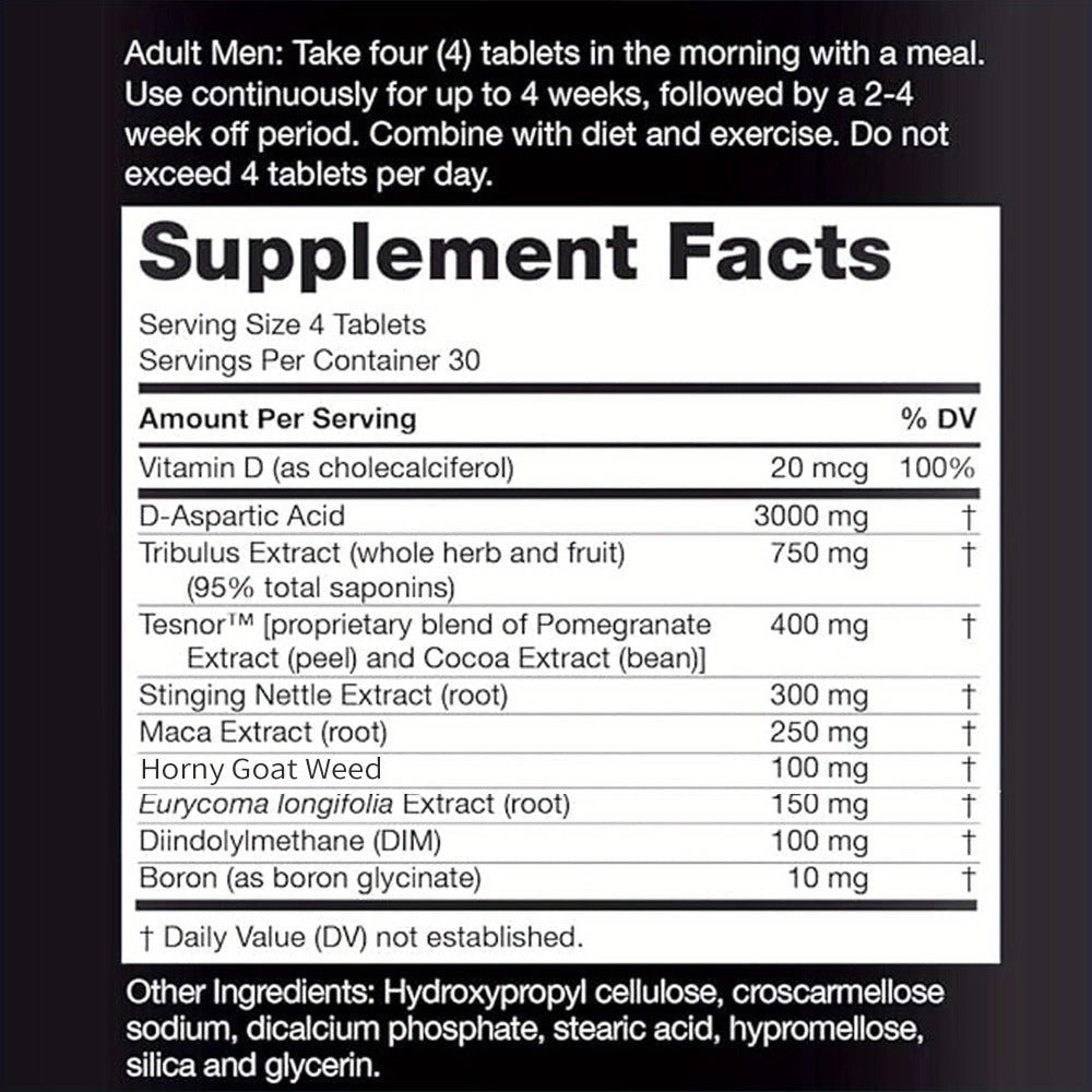 Testosterone Support Supplement with D-Aspartic Acid, Horny Goat Weed, Tribulus & Maca – Mood, Muscle Health & Vitality Booster for Men, 2 Bottle Bundle