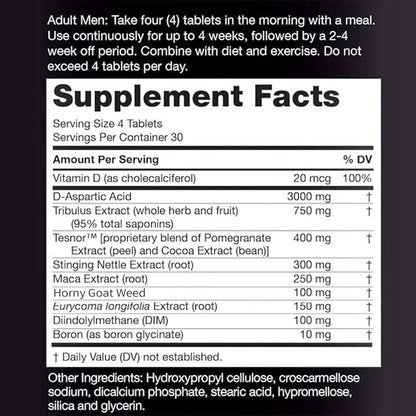 Testosterone Support Supplement with D-Aspartic Acid, Horny Goat Weed, Tribulus & Maca – Mood, Muscle Health & Vitality Booster for Men, 2 Bottle Bundle